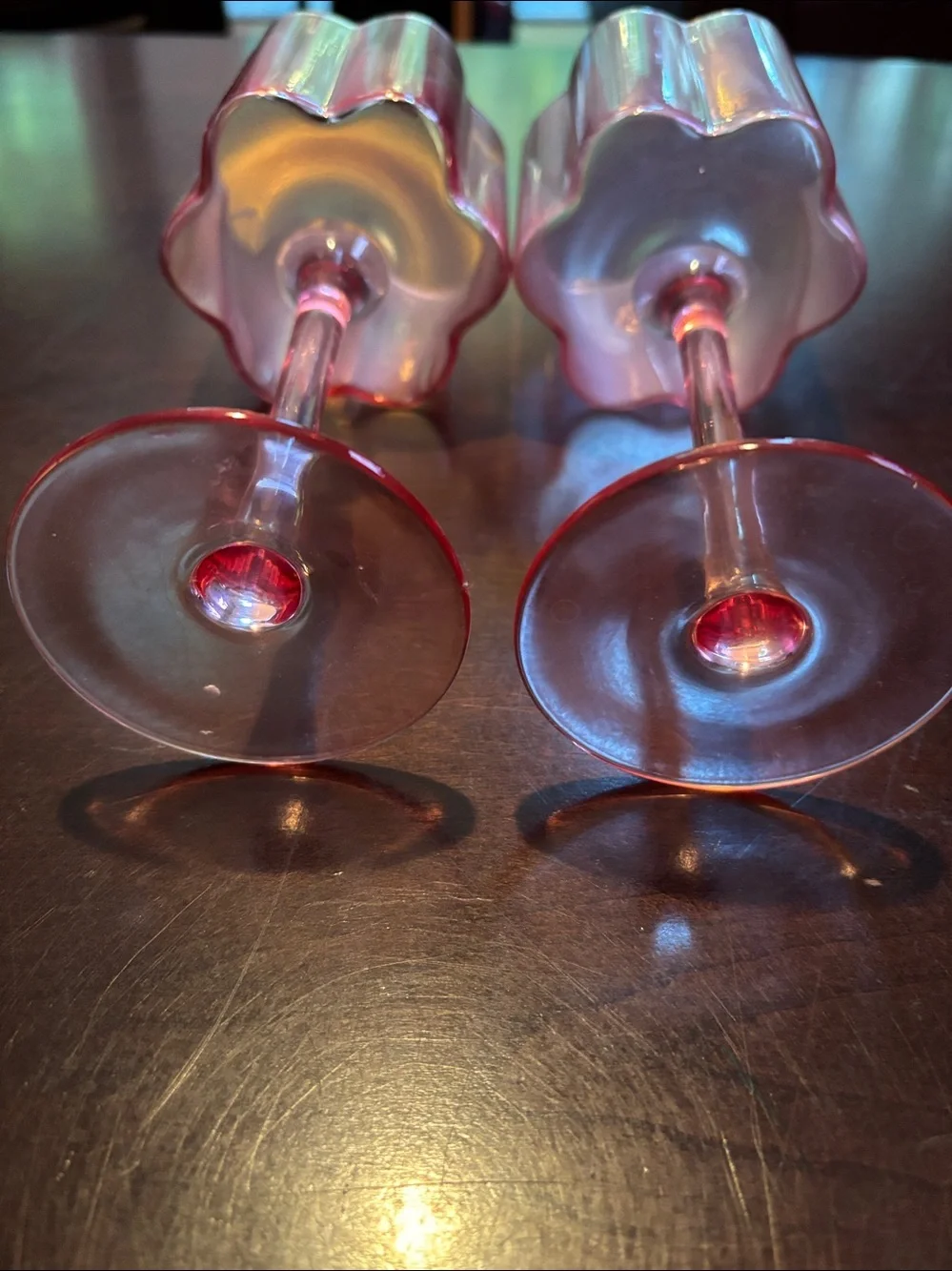 Uniquely Yours Set of 2 Pink Wine Glasses NWOT